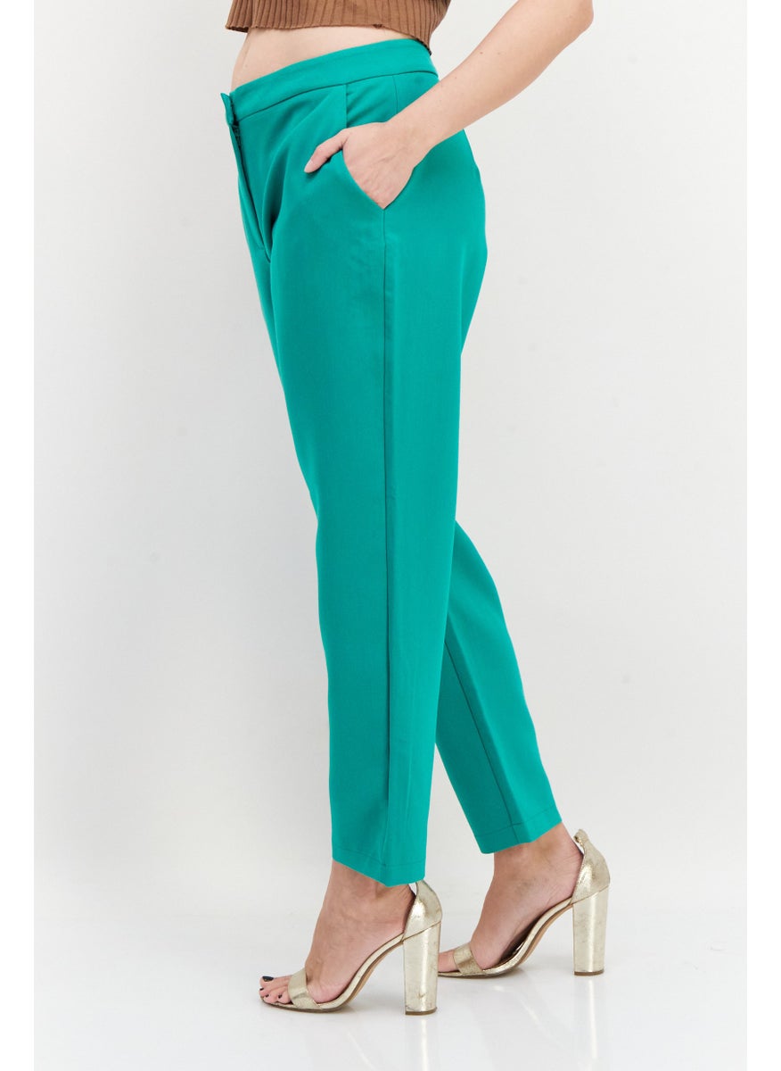 French Connection Women Regular Fit Solid Straight Pant, Green  - Image 4