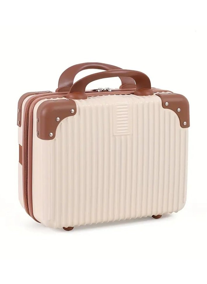 globalstar Globalstar Mini Makeup Suitcase - Beige Waterproof Travel Case with Elastic Band  - Image 1