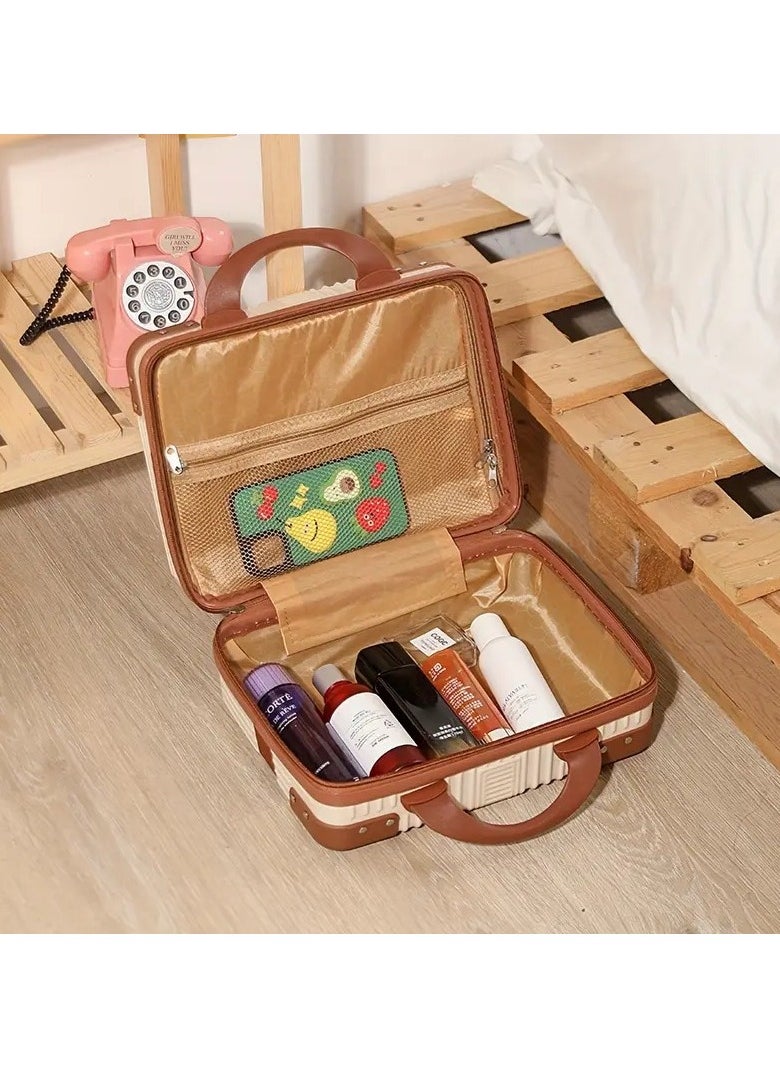 globalstar Globalstar Mini Makeup Suitcase - Beige Waterproof Travel Case with Elastic Band  - Image 2