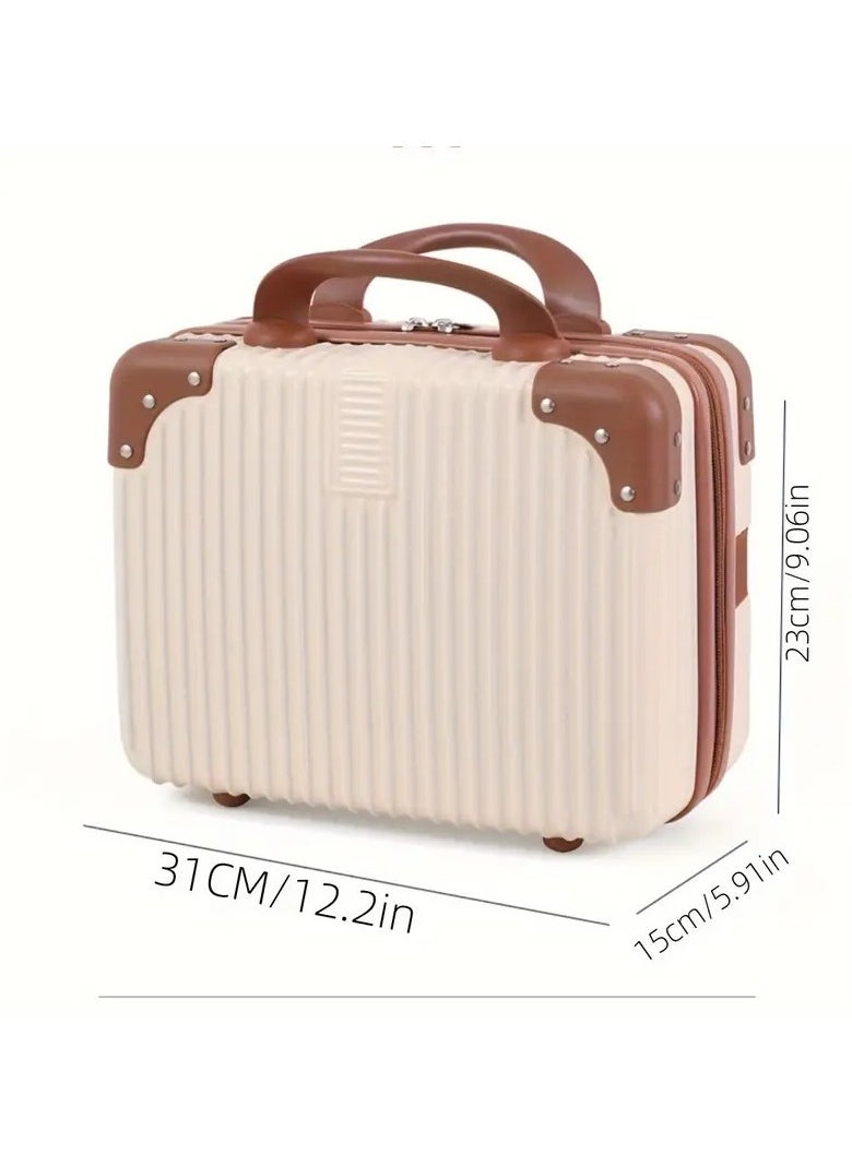 globalstar Globalstar Mini Makeup Suitcase - Beige Waterproof Travel Case with Elastic Band  - Image 3