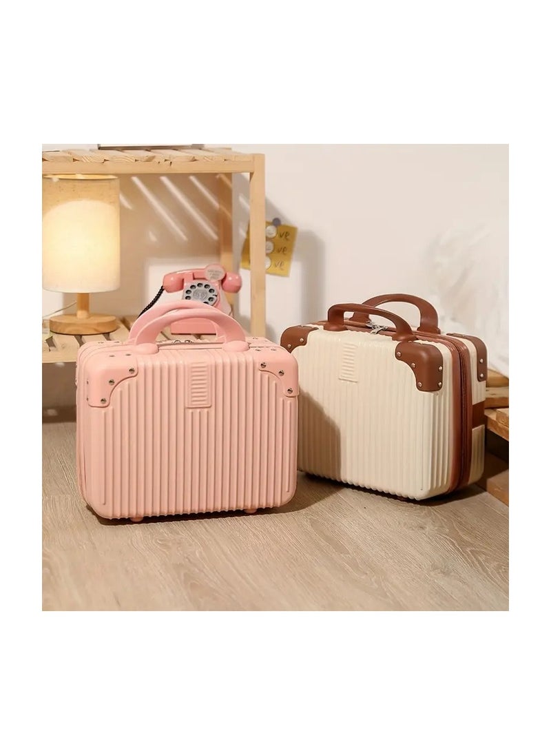 globalstar Globalstar Mini Makeup Suitcase - Beige Waterproof Travel Case with Elastic Band  - Image 4