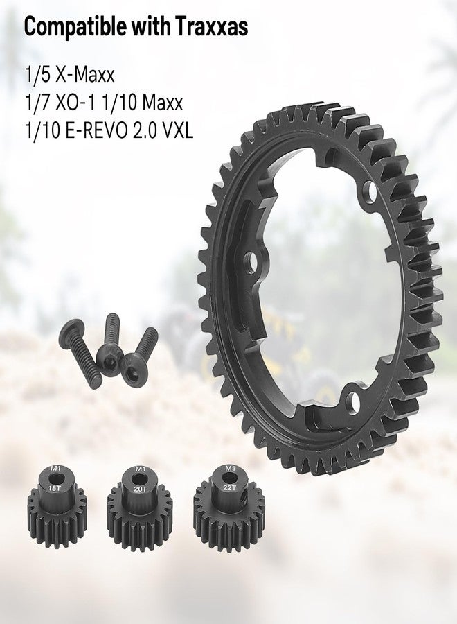 daitoku 46T 1 Mod Hardened Steel Spur Gear with 18T 20T 22T Motor Pinion Gear Compatible with Traxxas 1/10 Maxx 1/5 X-Maxx 1/10 E-REVO 2.0 VXL 1/7 XO-1 - Image 4