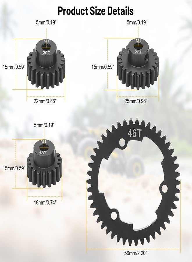 daitoku 46T 1 Mod Hardened Steel Spur Gear with 18T 20T 22T Motor Pinion Gear Compatible with Traxxas 1/10 Maxx 1/5 X-Maxx 1/10 E-REVO 2.0 VXL 1/7 XO-1 - Image 3