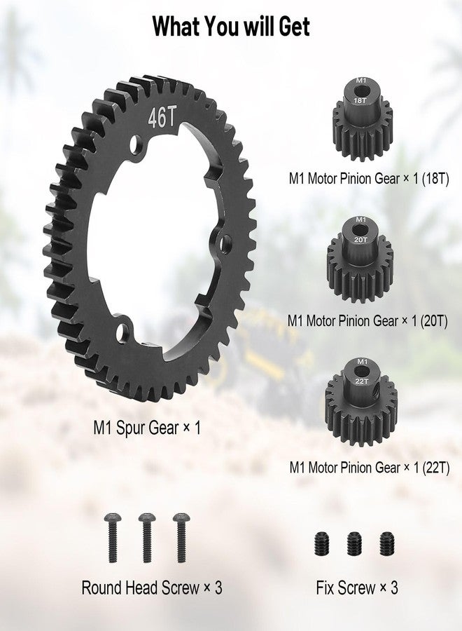 daitoku 46T 1 Mod Hardened Steel Spur Gear with 18T 20T 22T Motor Pinion Gear Compatible with Traxxas 1/10 Maxx 1/5 X-Maxx 1/10 E-REVO 2.0 VXL 1/7 XO-1 - Image 5