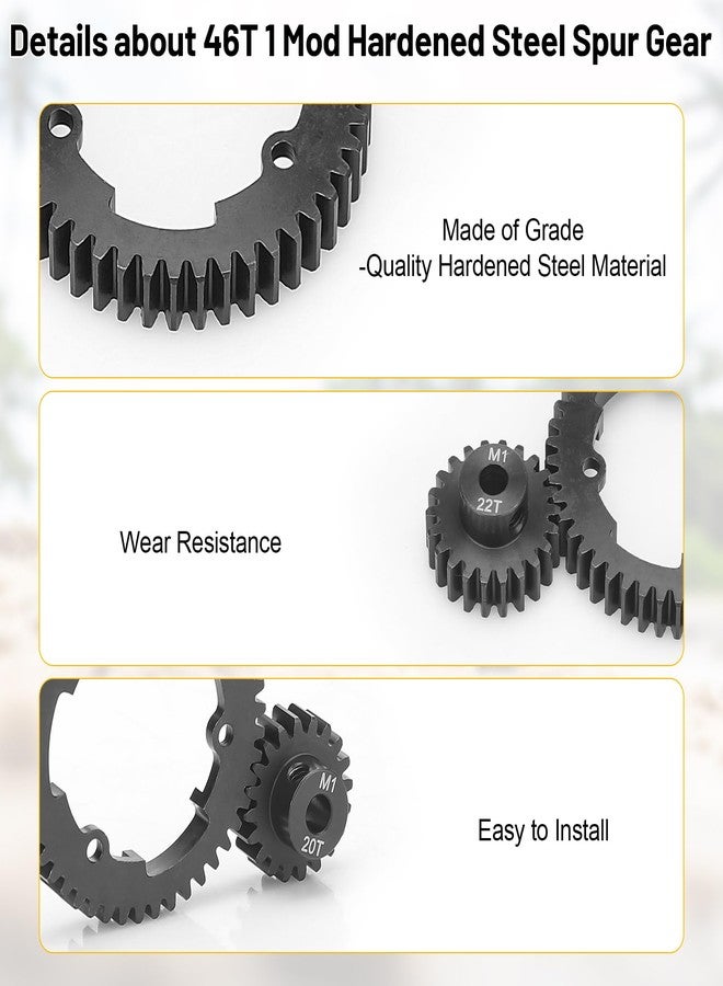 daitoku 46T 1 Mod Hardened Steel Spur Gear with 18T 20T 22T Motor Pinion Gear Compatible with Traxxas 1/10 Maxx 1/5 X-Maxx 1/10 E-REVO 2.0 VXL 1/7 XO-1 - Image 2