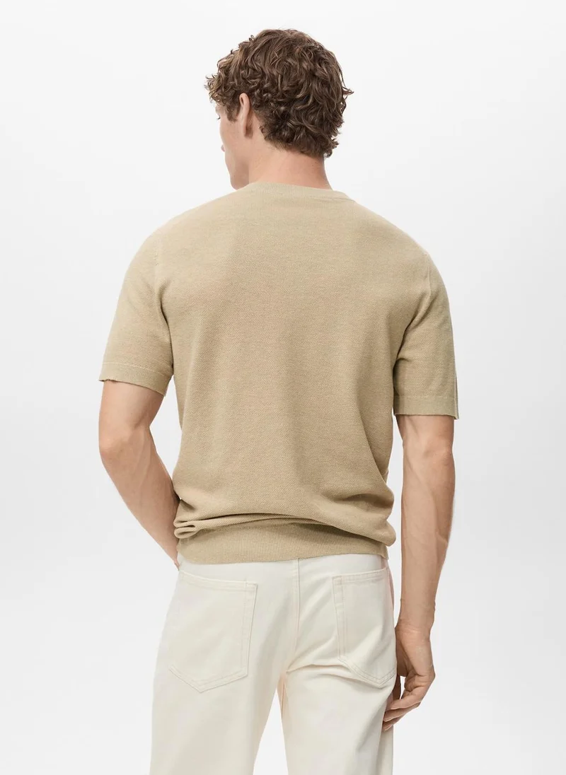 Mango Man Cotton Fine-Knit T-Shirt