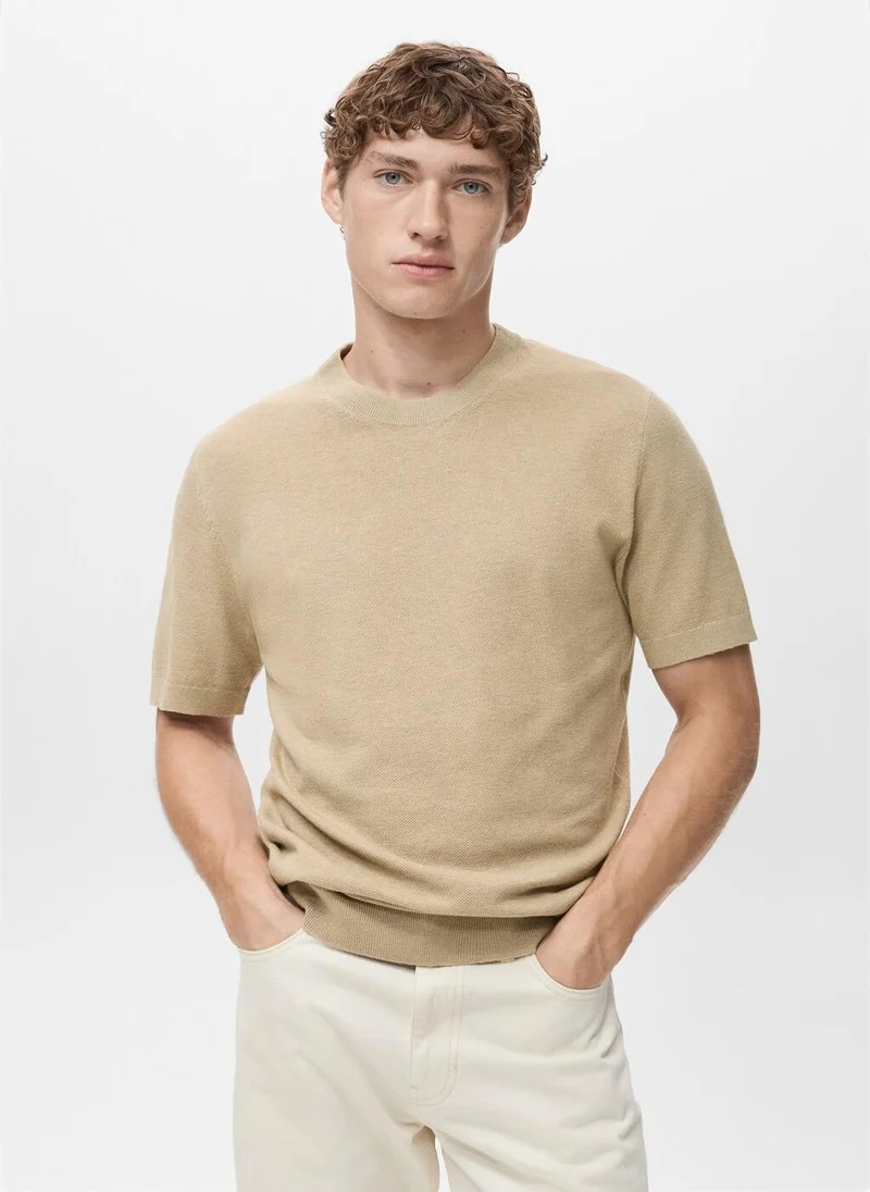 Mango Man Cotton Fine-Knit T-Shirt