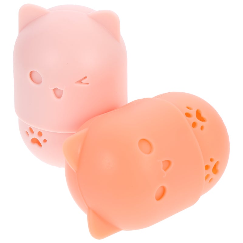 2Pcs Silicone Makeup Sponge Holders Powder Puff Storage Container Makeup Case - Image 1