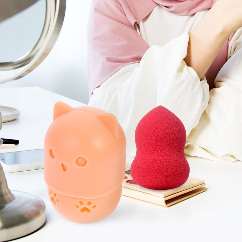 2Pcs Silicone Makeup Sponge Holders Powder Puff Storage Container Makeup Case - Image 2