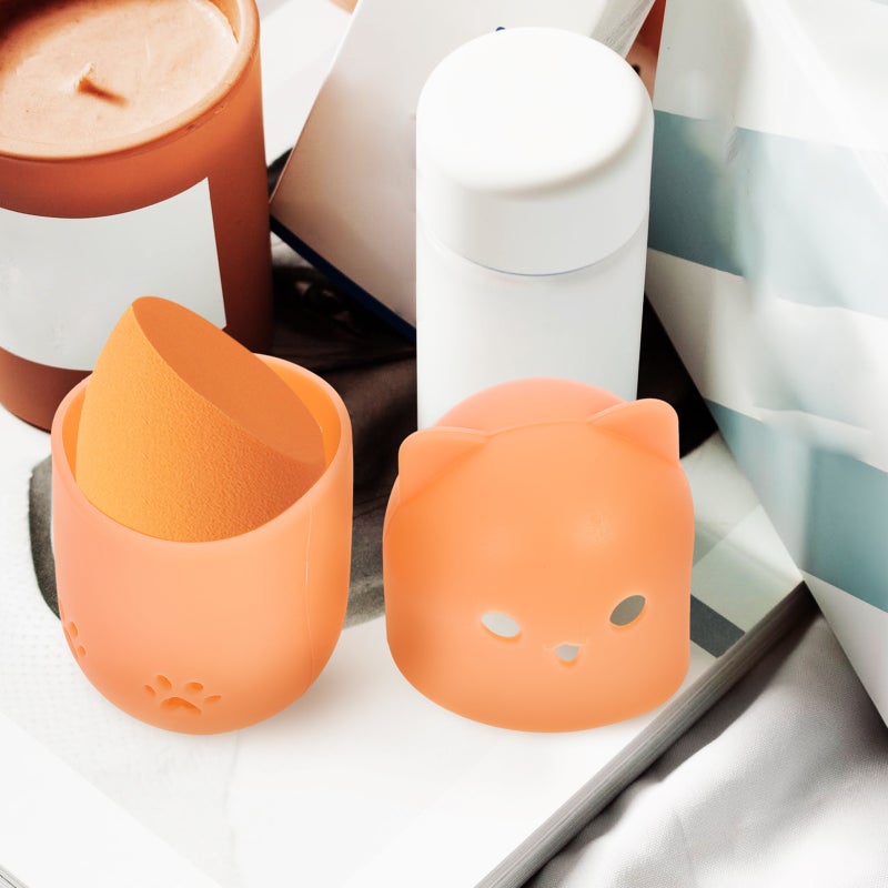 2Pcs Silicone Makeup Sponge Holders Powder Puff Storage Container Makeup Case - Image 4