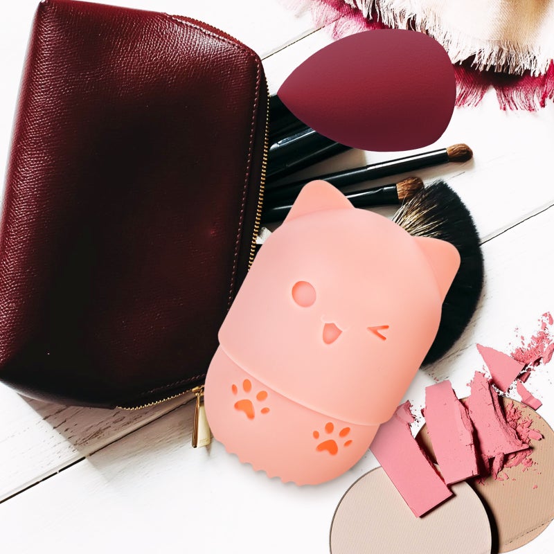 2Pcs Silicone Makeup Sponge Holders Powder Puff Storage Container Makeup Case - Image 3