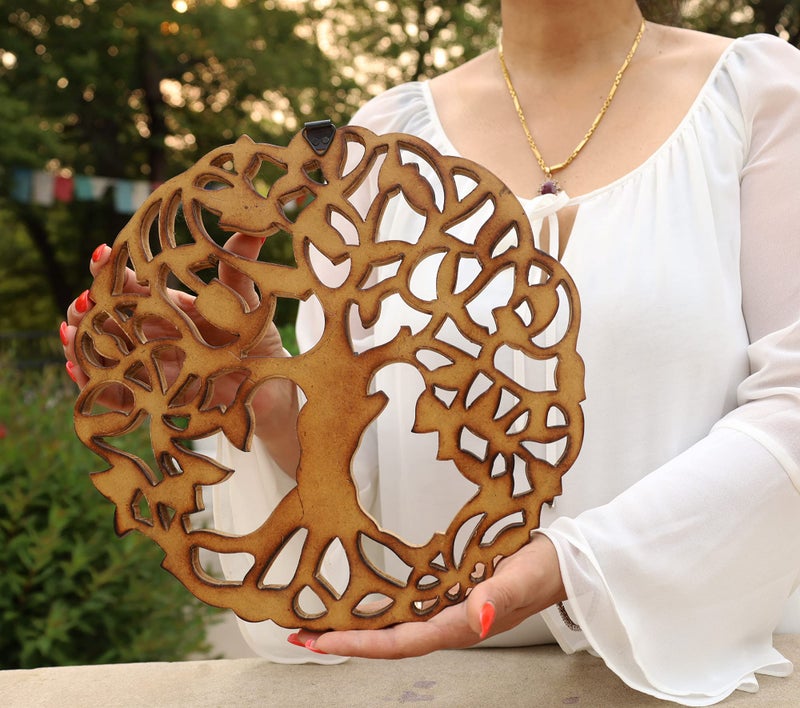 DharmaObjects Handcrafted Wooden Celtic Tree Of Life Wall Decor Hanging Art (Brown) - Image 2