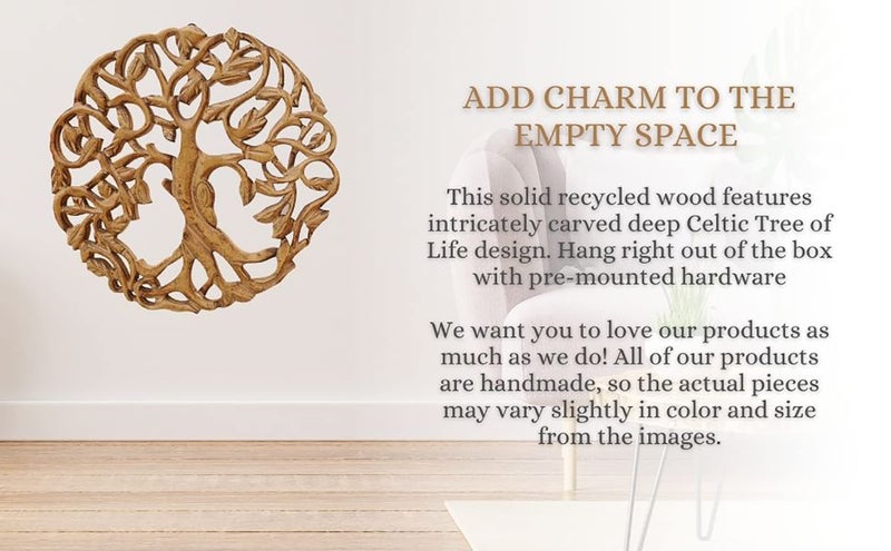 DharmaObjects Handcrafted Wooden Celtic Tree Of Life Wall Decor Hanging Art (Brown) - Image 4