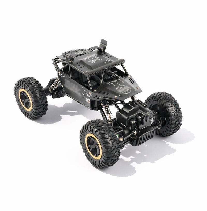 O2. سيارة تحكم عن بعد سوداء 1:14 للطرق الوعرة بنظام دفع رباعي 4WD، سيارة تسلق RC Rock Crawler بهيكل Alloy وريموت 2.4GHz ومساعدات صدمات وعجلات كبيرة وبطارية قابلة للشحن وكابل USB ومفك، 27 × 14.5 × 17 سم - Image 5