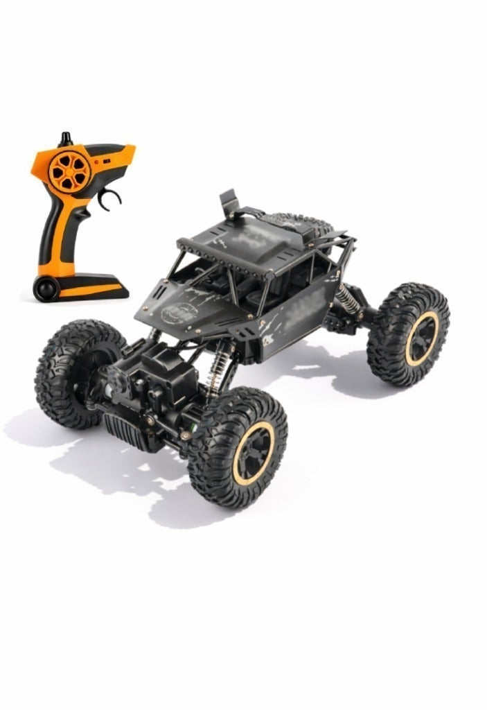 O2. سيارة تحكم عن بعد سوداء 1:14 للطرق الوعرة بنظام دفع رباعي 4WD، سيارة تسلق RC Rock Crawler بهيكل Alloy وريموت 2.4GHz ومساعدات صدمات وعجلات كبيرة وبطارية قابلة للشحن وكابل USB ومفك، 27 × 14.5 × 17 سم - Image 4