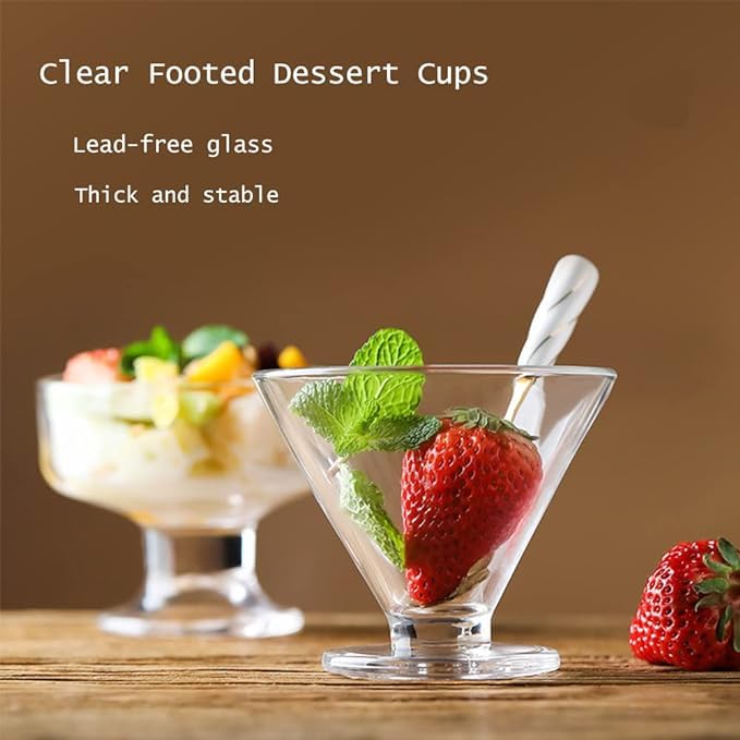 FROWWY 6 Pack Glass Dessert Bowls Clear Footed Dessert Cups Glass Ice Cream BowlPerfect for Serving Sweet and Savory Delights - Image 5