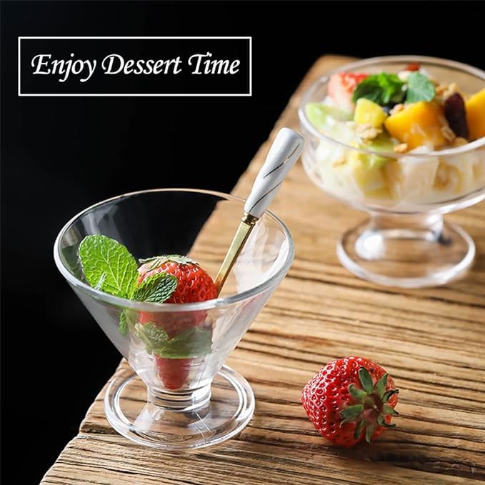 FROWWY 6 Pack Glass Dessert Bowls Clear Footed Dessert Cups Glass Ice Cream BowlPerfect for Serving Sweet and Savory Delights - Image 4