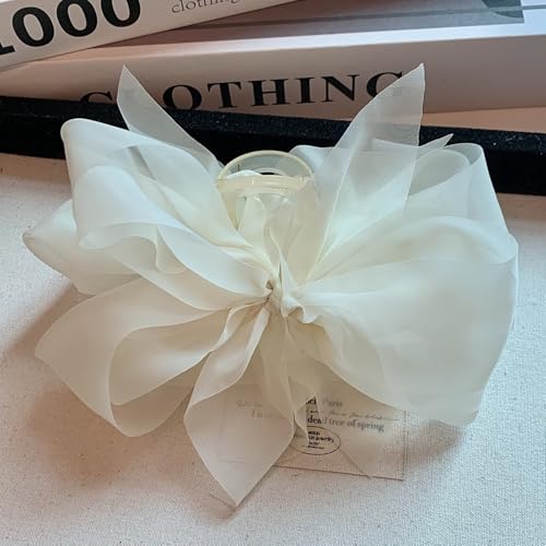 Melodio 2-Piece Chiffon Bow Clips Hair Clips for Women Girls Elegant Hair Accessories Hair Clips (Black and White) - Image 5