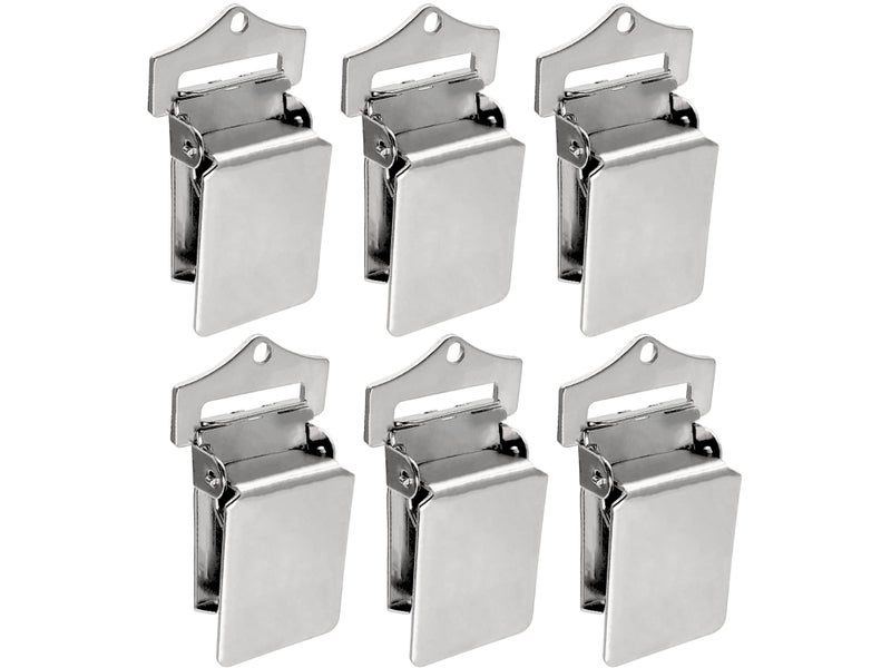 Wise Linkers Wall Hanging Rug Clips (6-Pack) Heavy Duty Grippers & Hangers for Rugs, Animal Hides, Pelts, Tapestries, Car Mats, Rug Holder Wall Mount Clips with Screws (Chrome) - Image 1