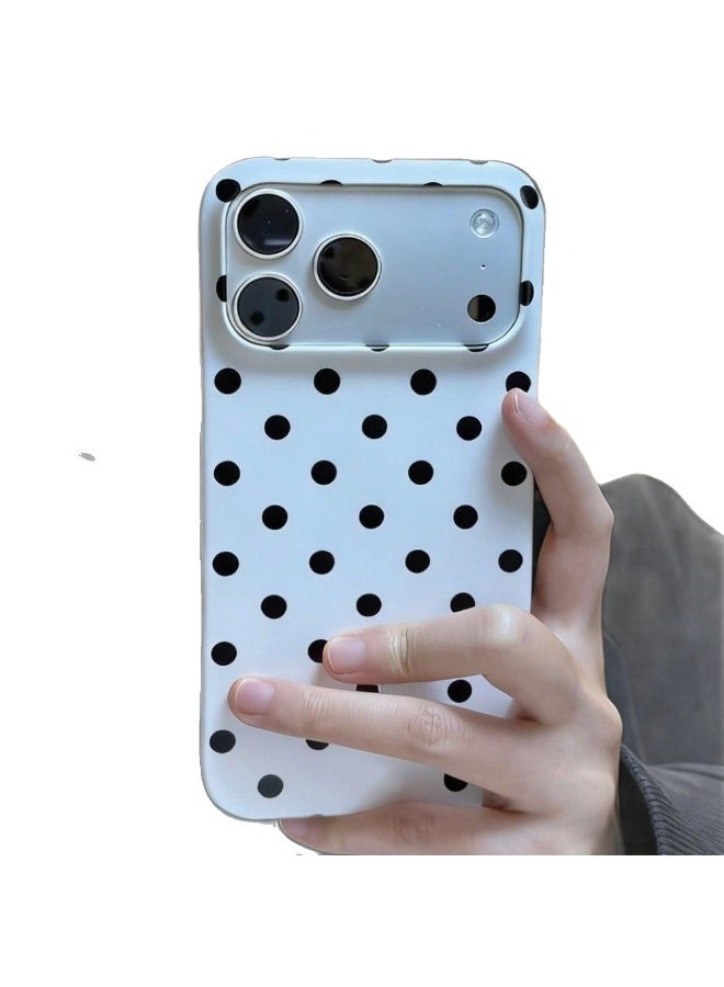 Apple iPhone 17 Pro phone case, featuring a stylish and creative polka dot white design for shock protection - Image 2