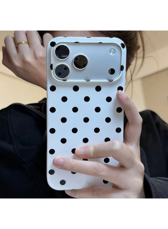 Apple iPhone 17 Pro phone case, featuring a stylish and creative polka dot white design for shock protection - Image 1
