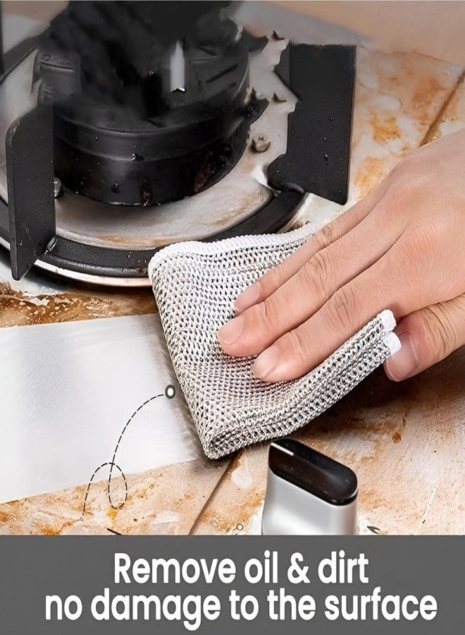 Vexton 6PCS Multipurpose Dish Wash Scrubber | Non Scratch Steel Wire Mesh Reusable Dishwashing Rag for Wet & Dry Utensils Kitchen Sink Cleaning Scrub Cloth | Kitchen Accessories - Image 2