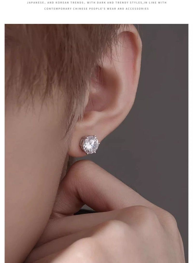 4PCS Stainless Steel Zircon Stud Earrings Set (5mm, 6mm, 7mm, 8mm), Classic Six-Prong Titanium Steel, Hypoallergenic, Unisex Minimalist Jewelry, Durable & Non-Fading - Image 3