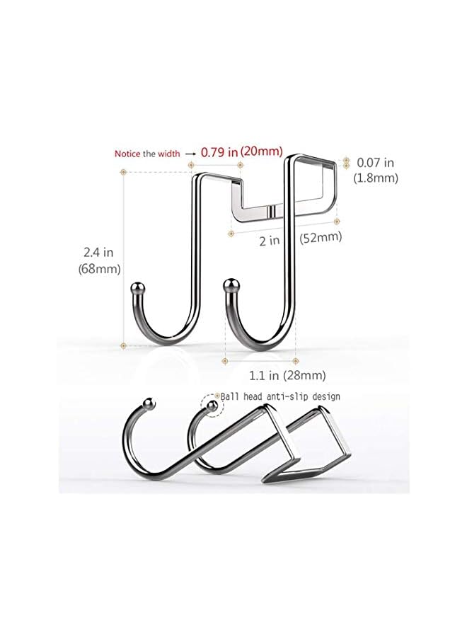 PROMASS 4 Pack Over Cabinet Drawer Double Hooks 304 Stainless Steel Multiple Use Narrow Door Hook for Kitchen, Bathroom, Drawer, Cabinet Door to Hang Bags, Towels, Coat More - Image 2