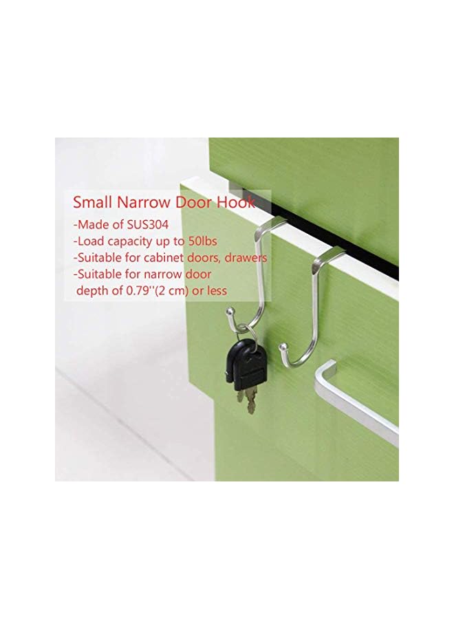 PROMASS 4 Pack Over Cabinet Drawer Double Hooks 304 Stainless Steel Multiple Use Narrow Door Hook for Kitchen, Bathroom, Drawer, Cabinet Door to Hang Bags, Towels, Coat More - Image 4