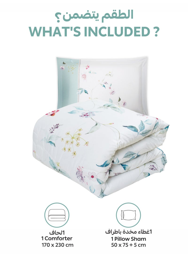 Donetella Bedding Comforter Set, twin Size 170x230 cm - 2-Pcs Digital Print Quilted Bed Set, Microfiber Fabric - 1 Comforter, 1 Pillow Shams. - Image 4