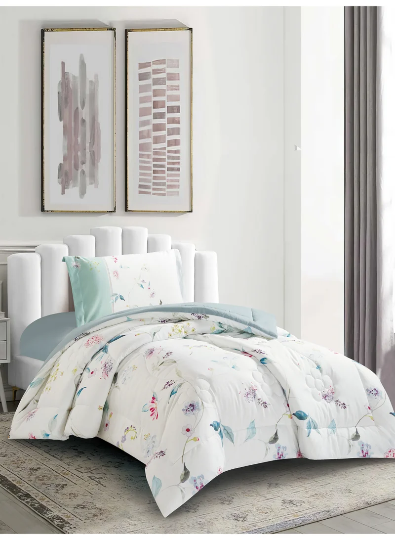 Donetella Bedding Comforter Set, twin Size 170x230 cm - 2-Pcs Digital Print Quilted Bed Set, Microfiber Fabric - 1 Comforter, 1 Pillow Shams.