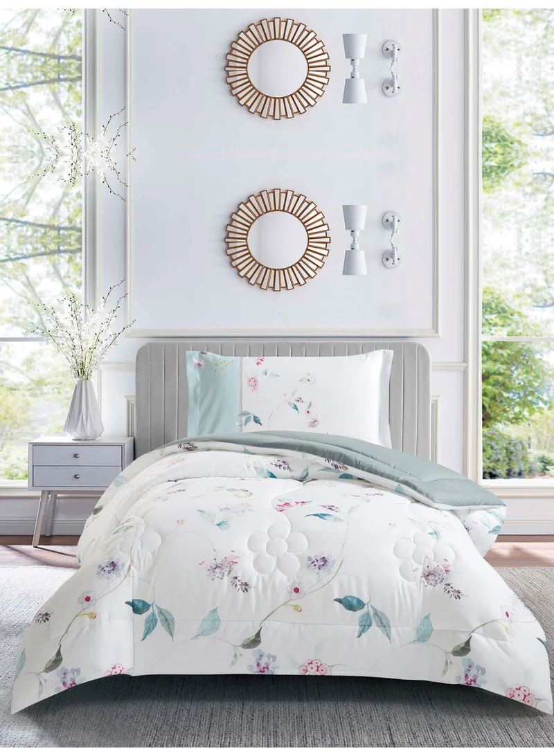 Donetella Bedding Comforter Set, twin Size 170x230 cm - 2-Pcs Digital Print Quilted Bed Set, Microfiber Fabric - 1 Comforter, 1 Pillow Shams.