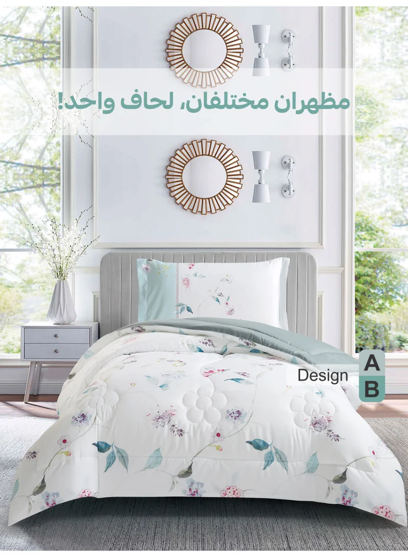 دوناتيلا طقم مفرش سرير 2 قطعة مقاس مفرد ونص يناسب سرير 120×200 , تصميم مشجر انيق , مايكروفايبر فائق النعومة , يناسب جميع الفصول