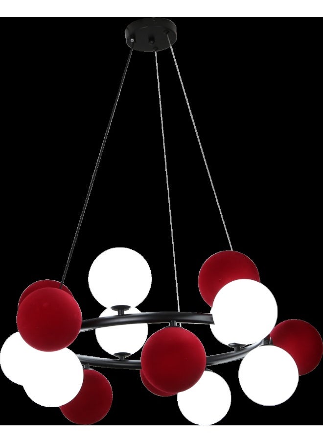 Hummer Modern red and white chandelier E14*9L  - Image 1