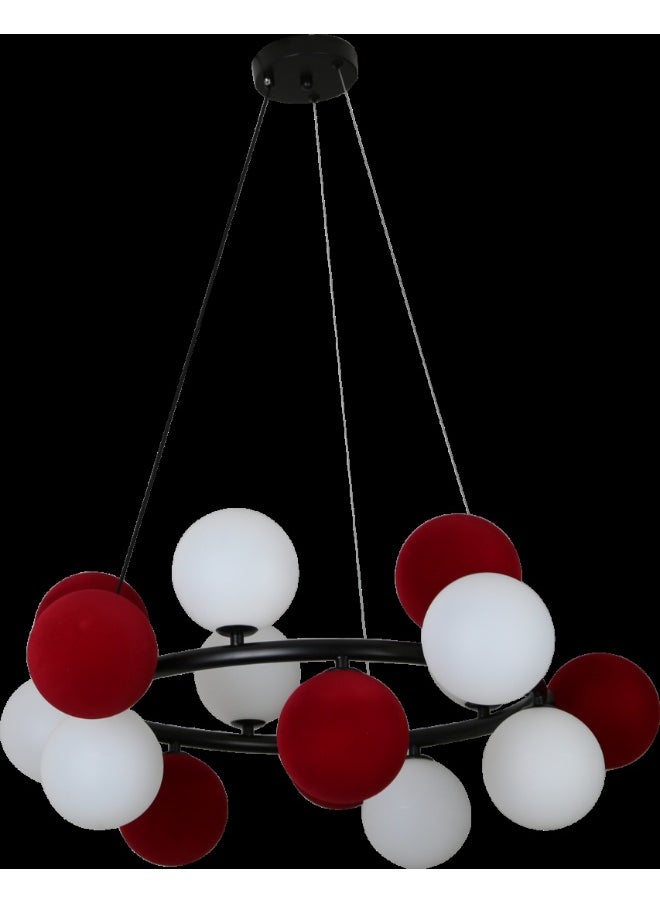 Hummer Modern red and white chandelier E14*9L  - Image 2