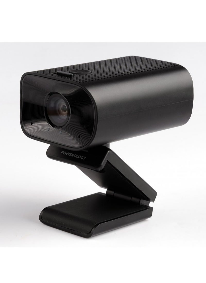 Powerology - 1080p Web Cam with 5x Digital Zoom Built-In Mic and Speaker - Black - Image 1