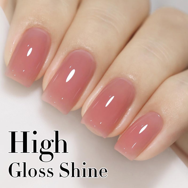 Double Rhythm Translucent Gel Polish Sheer Neutral Natural Light Milky Same Color Same Bottle 15ML Jelly Nail Polish Nail Art DIY at Home (Nude Milky Pink-A1384) - Image 4