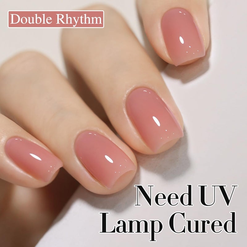 Double Rhythm Translucent Gel Polish Sheer Neutral Natural Light Milky Same Color Same Bottle 15ML Jelly Nail Polish Nail Art DIY at Home (Nude Milky Pink-A1384) - Image 2