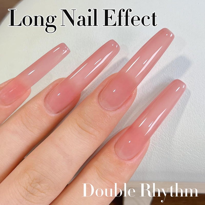 Double Rhythm Translucent Gel Polish Sheer Neutral Natural Light Milky Same Color Same Bottle 15ML Jelly Nail Polish Nail Art DIY at Home (Nude Milky Pink-A1384) - Image 3