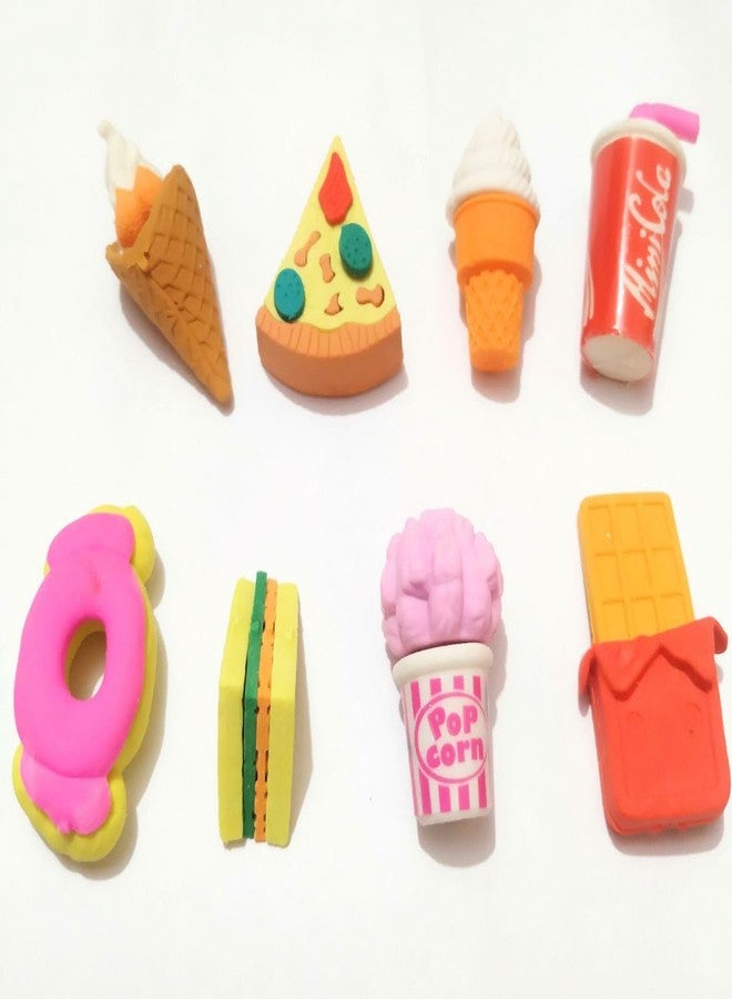 BRIKSHI Fruit Fast Food & Ice-Cream Theme Erasers Set for Kids Eraser Set for Return Gift Stationary Set for Kids Rubber Eraser for Kids Stationary Set for Kids (8 Eraser) Set of 2(combo1/8pcs) - Image 1