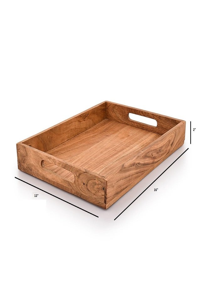 Kaizen Casa |Wooden Rectangular Serving Tray, Wood Plate, Tea/Drink Platter, Dinner Serving Tray, Snack Tray |Size_16" x 12" x 2” |Home Restaurants Coffee, Food, Breakfast, Dinner Décor - Image 5