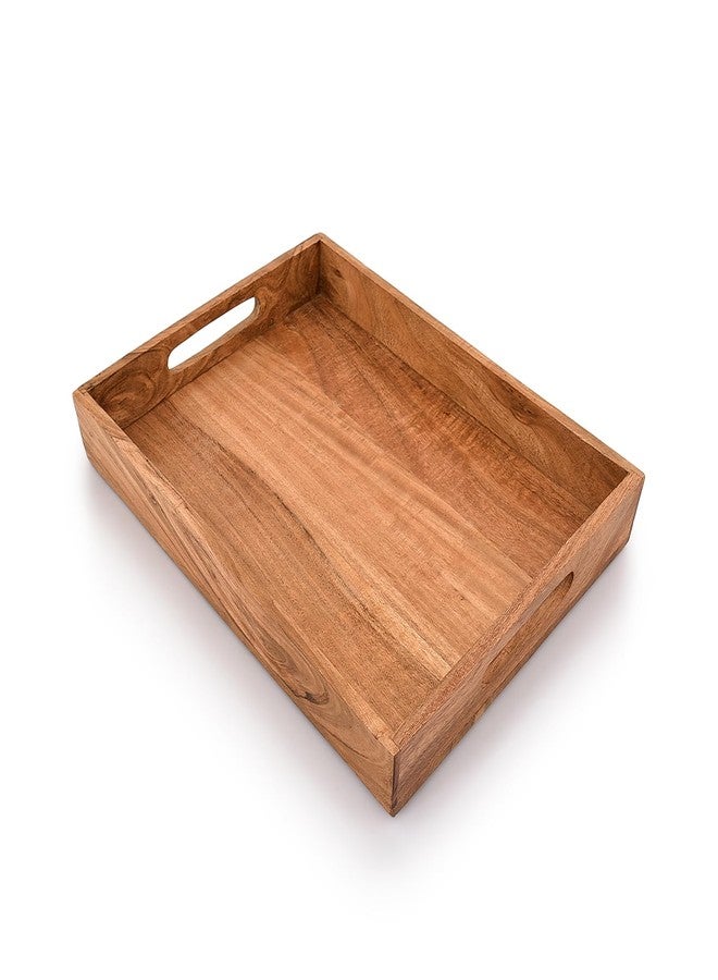 Kaizen Casa |Wooden Rectangular Serving Tray, Wood Plate, Tea/Drink Platter, Dinner Serving Tray, Snack Tray |Size_16" x 12" x 2” |Home Restaurants Coffee, Food, Breakfast, Dinner Décor - Image 3