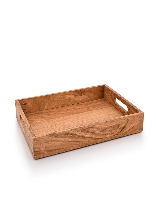 Kaizen Casa |Wooden Rectangular Serving Tray, Wood Plate, Tea/Drink Platter, Dinner Serving Tray, Snack Tray |Size_16" x 12" x 2” |Home Restaurants Coffee, Food, Breakfast, Dinner Décor - Image 2