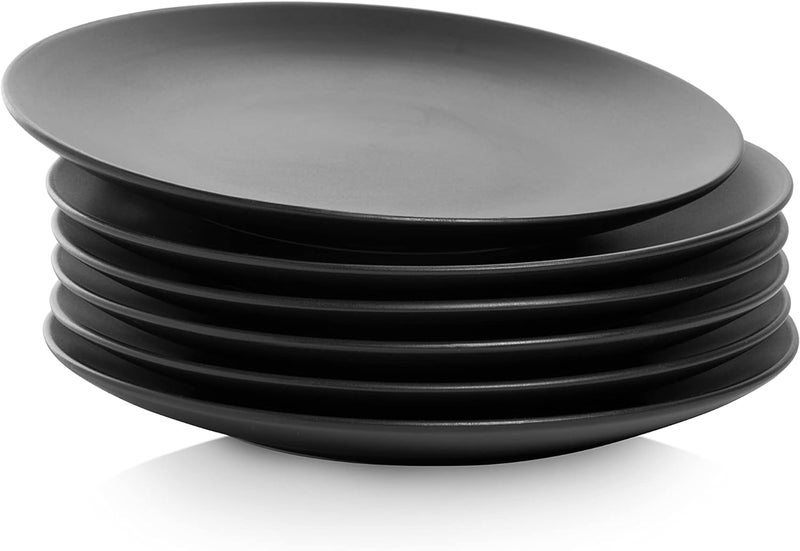 DECOR VIBES Melamine 6 Black Dinner Plates, Dinner Plates for Snacks, Dinnerware Gift for Dewali (Matt Black, 10 Inch, Pack of 6) - Image 2