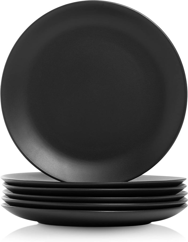 DECOR VIBES Melamine 6 Black Dinner Plates, Dinner Plates for Snacks, Dinnerware Gift for Dewali (Matt Black, 10 Inch, Pack of 6) - Image 1