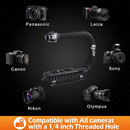 Zeadio Video Handheld Stabilizer, Triple Cold-Shoe Handle Grip with Smartphone Holder、360° Ball Head Mount, Compatible with All Camera Sport Camera DSLR Smartphone - Image 5