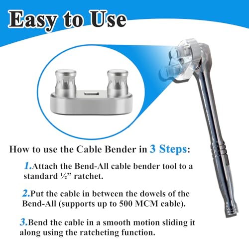 Zeiboat 77455 Cable Bender Tool, Connects to 1/2'' Ratchet, Wire Bender Tool-Maximum Bending Up to 500 MCM - Image 4