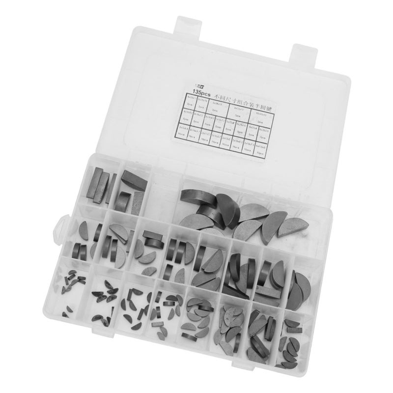 Woodruff Key Assortment Kit: 21 Types Durable Material - Low Stress Concentration Portable Storage for Shaft Flywheel Pulley Maintenance - Image 1