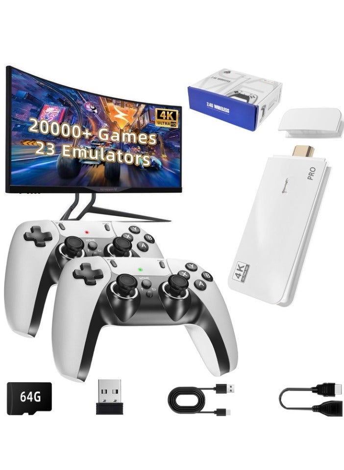 Retro Game Console, Nostalgia Gaming Stick, Classic Video Games with 4K HDMI, 20,000+ Games and 19 Emulators, Upgraded Dual 2.4G Wireless Controllers 64GB - Image 1
