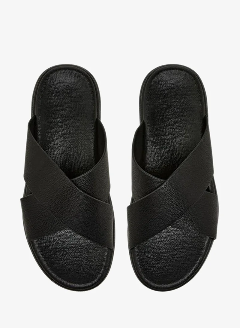LBL by Shoexpress Men Solid Cross Strap Sandals